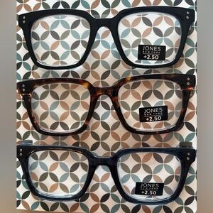 Jones New York Square Readers in Black, T Brown and Blue +2.50